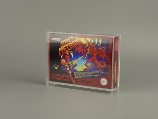 Acrylic Box Display Case for Super Nintendo SNES Game OVP with UV Protection