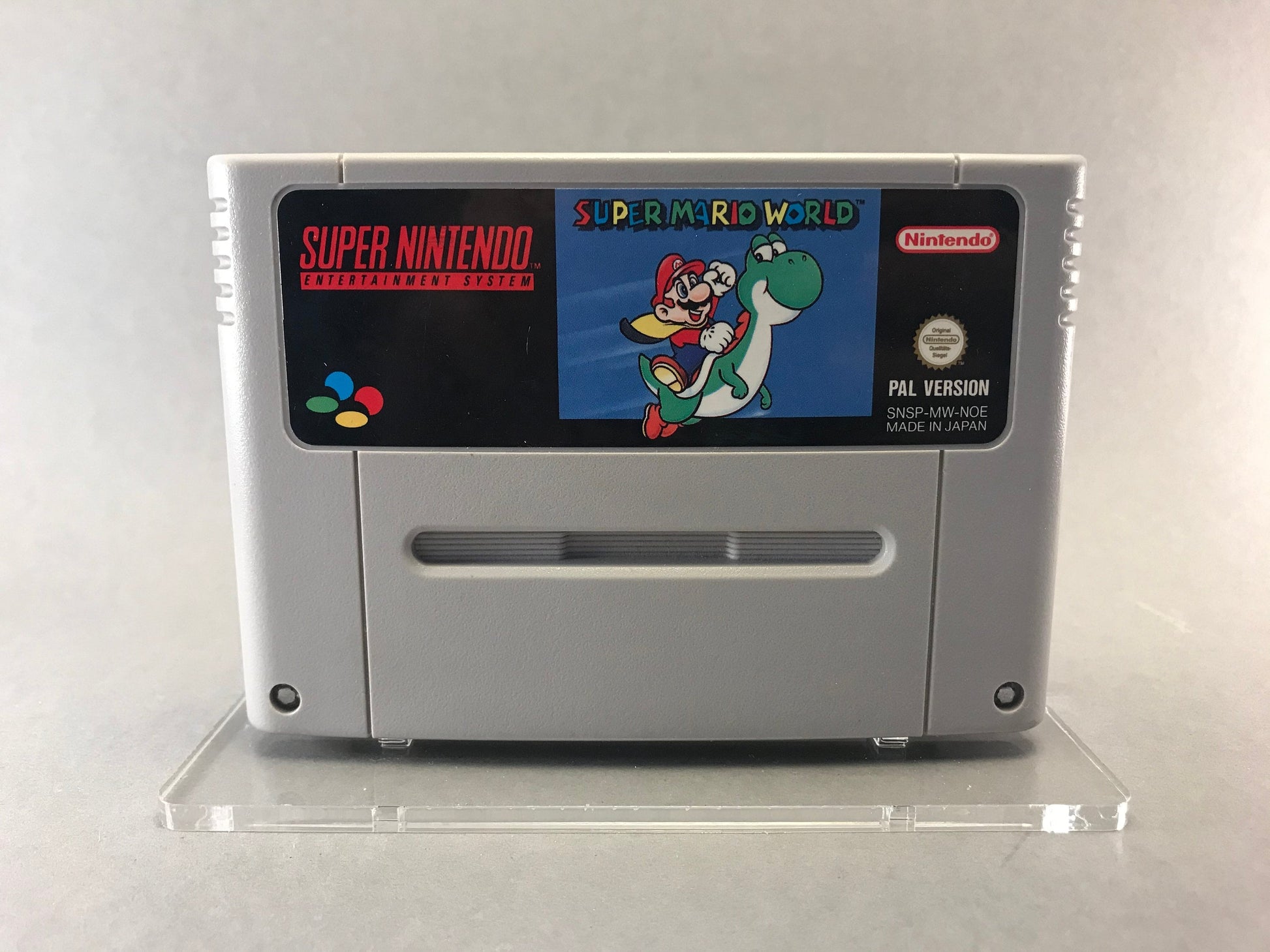 Acryl Aufsteller, Displayständer für Super Nintendo SNES Modul (PAL)