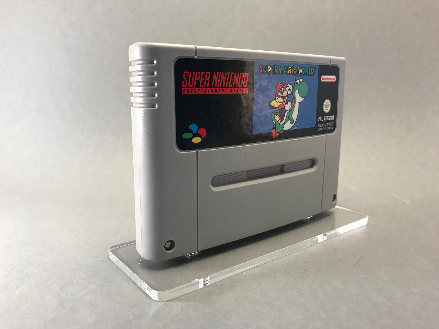 Acryl Aufsteller, Displayständer für Super Nintendo SNES Modul (PAL)